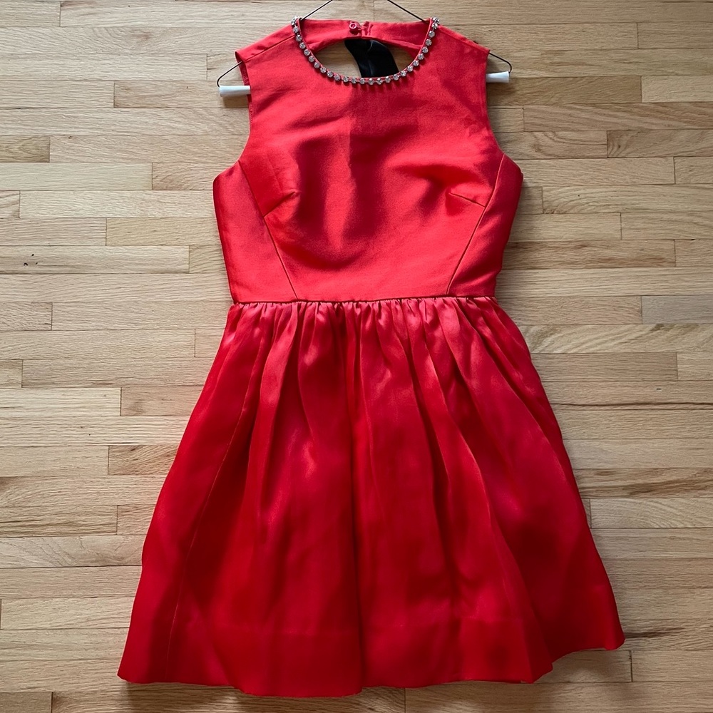 ♠️ KATE SPADE ♠️ red dress with rhinestone neckline and open back